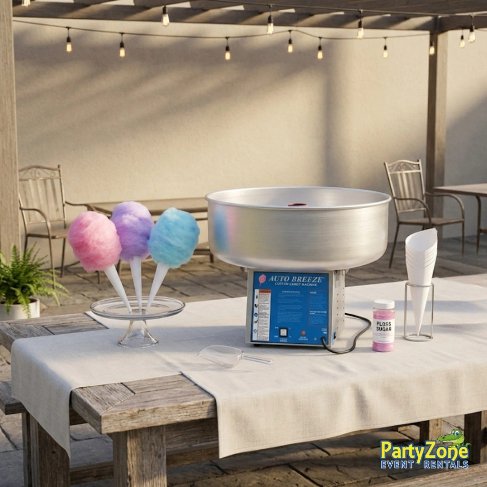 Cotton candy machine rental for Harvey LA school fairs, church festivals, and birthday parties