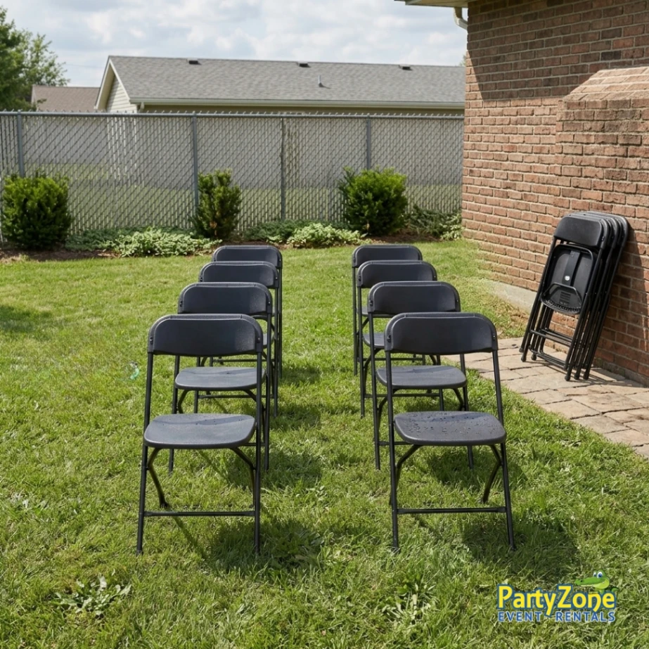 Folding chair rental for Harvey LA parties and events, delivered and picked up by the crew