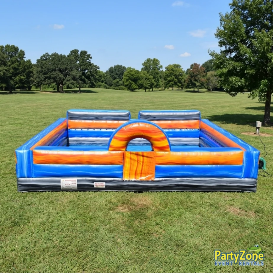 Marble inflatable foam pit rental for Harvey LA foam parties, contains the foam in one zone