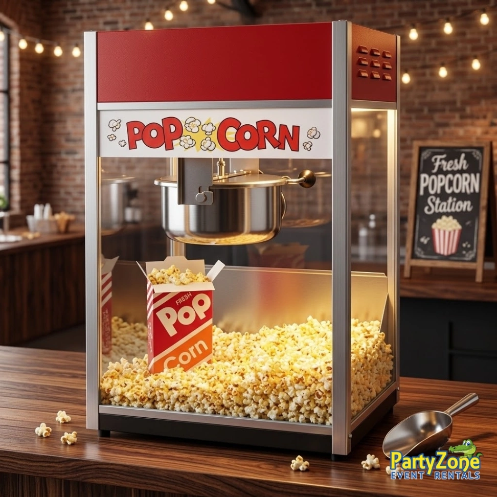 Popcorn machine rental for Harvey LA backyard parties and block parties, pops fresh all afternoon