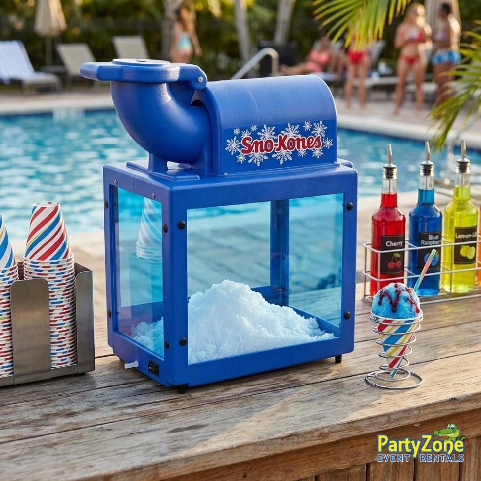 Sno kone machine rental for Harvey LA summer parties and festivals, cool treats all day